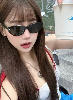 复古连体猫眼墨镜黑色个性高级感