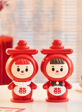 ins风双喜娃娃摆件创意桌面