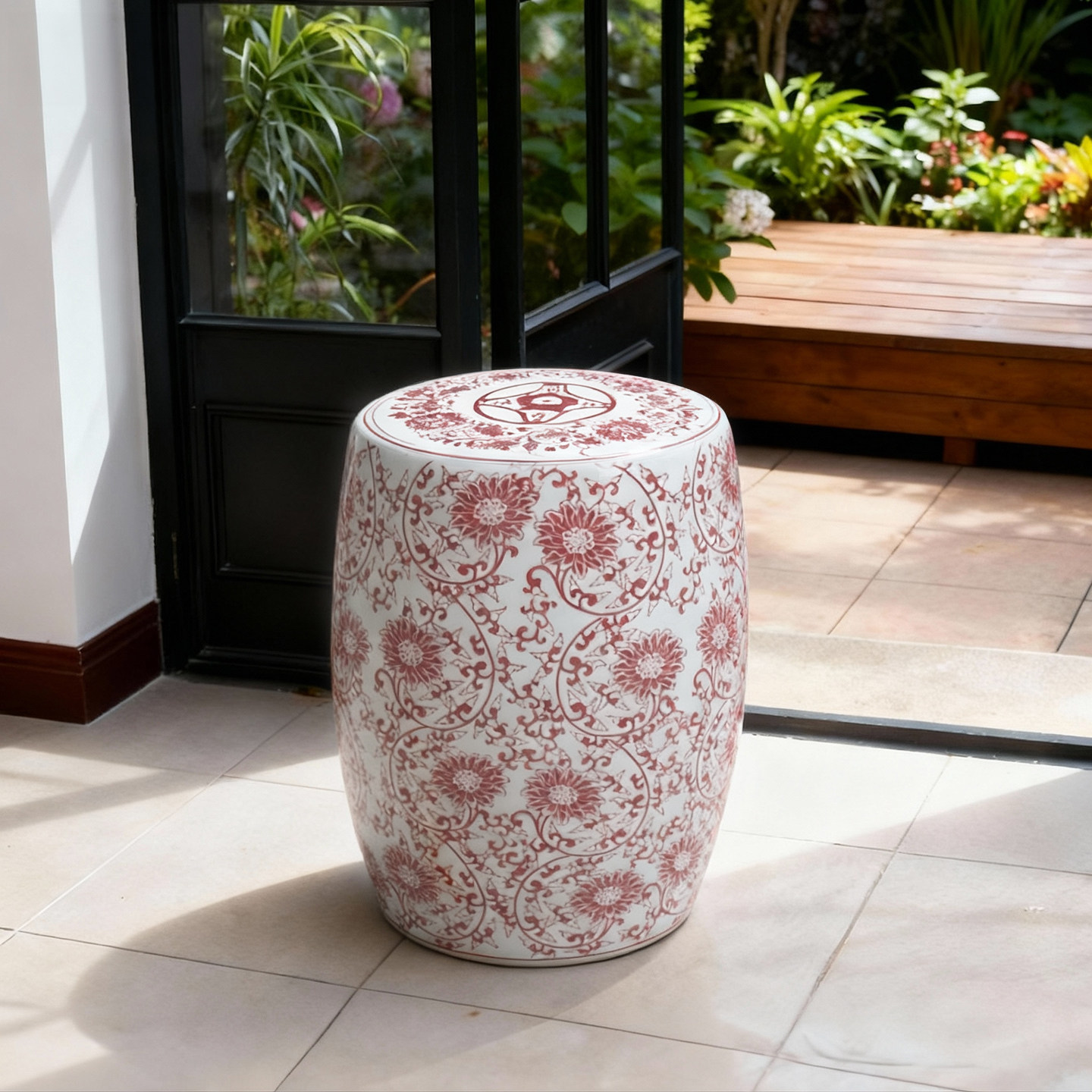 新中式陶瓷花鸟纹鼓凳庭院落地坐凳手工陶瓷工艺品,淘宝优惠券,粉丝福利购,淘宝优惠卷