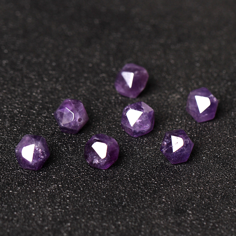 天然紫水晶刻面钻石切面散珠DIY手工串珠手链项链配件饰品不规则 - 图0
