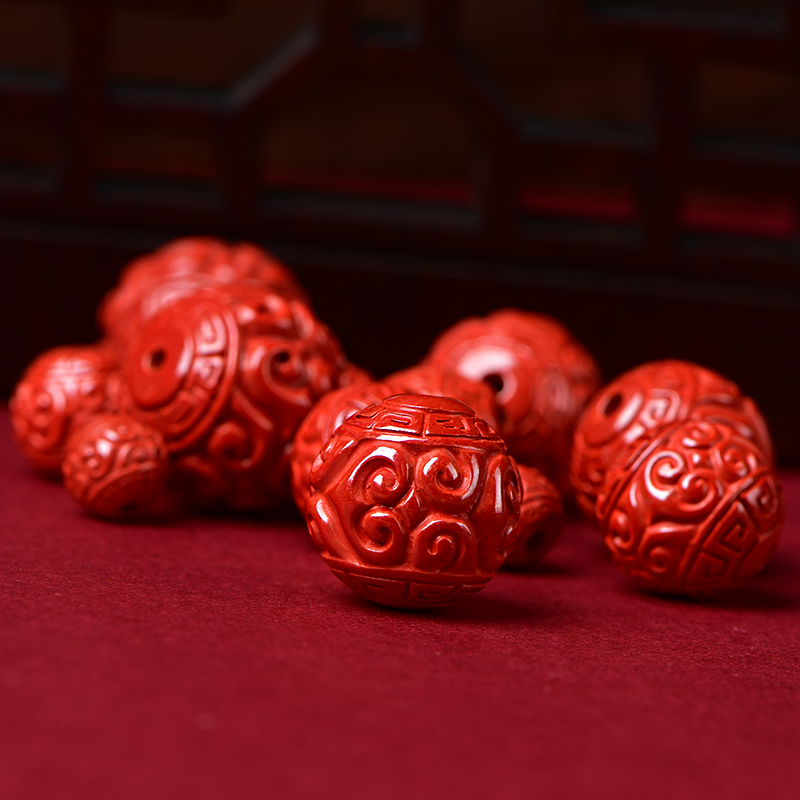 朱砂回纹圆珠diy水晶帝王砂红饰品手工散珠子材料手链吊坠串珠,淘宝优惠券,粉丝福利购,淘宝优惠卷