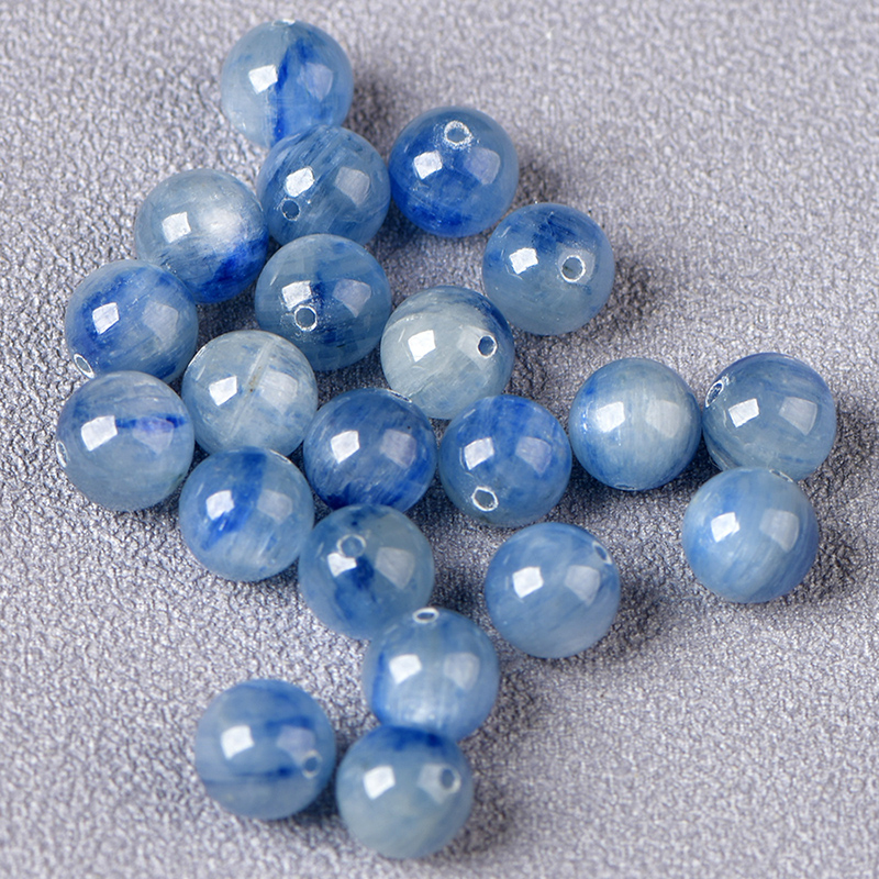 天然冰种蓝晶石圆珠散珠子DIY手工串珠配珠饰品配件材料单珠隔珠 - 图1