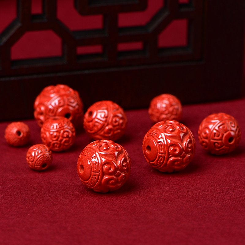 朱砂回纹圆珠diy水晶帝王砂红饰品手工散珠子材料手链吊坠串珠,淘宝优惠券,粉丝福利购,淘宝优惠卷