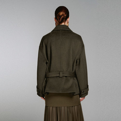 UR国内2025冬季女装琥珀流光风腰带含羊毛毛呢外套UWJ150112 - 图3