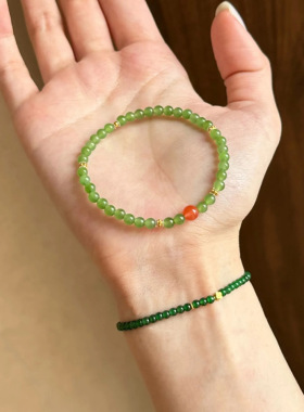 绿色玛瑙串珠手链时尚小众仿玉设