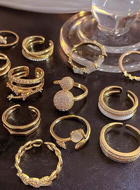 甜美精致锆石蝴蝶结花朵戒指时尚