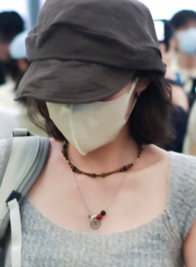 不锈钢斑点石串珠纽扣项链小众精