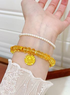 真金电镀水晶锆石圆形人像葫芦手