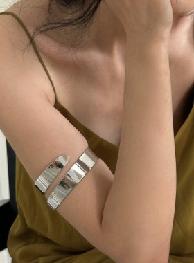 欧美跨境金属光面双层臂环朋克个