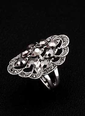 欧美复古镂空满钻日韩风百搭戒指