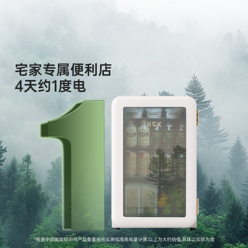 HCK哈士奇小冰吧透明冷藏柜家用客厅办公室饮料茶叶小型复古冰箱 - 图3