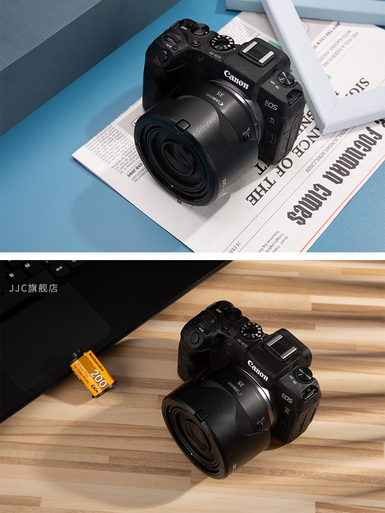 JJC 替代佳能EW-52适用于RF 35mm F1.8 镜头遮光罩莲花型EOS R RP R5 R6配件 35 1.8 MACRO IS STM花瓣形卡口