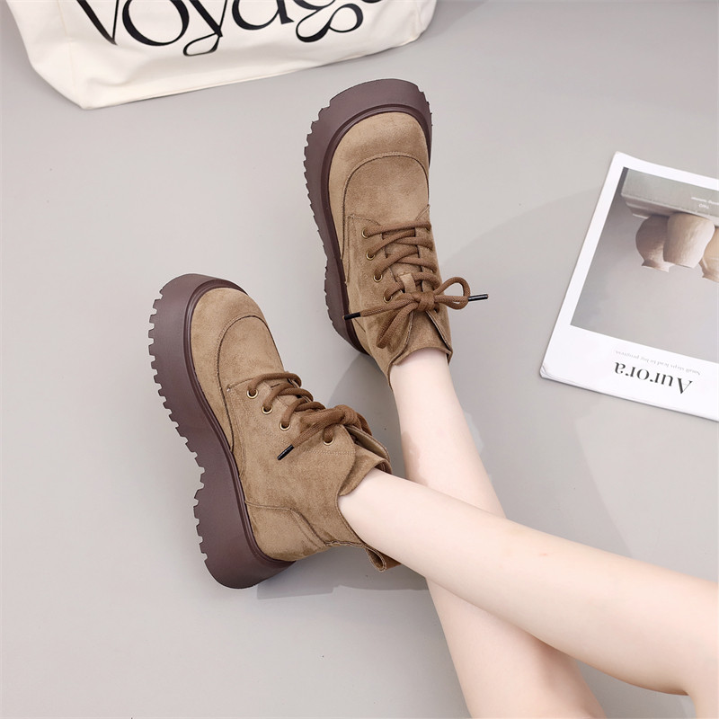 厚底加绒马丁靴女2025秋冬季新款英伦风系带女靴防滑软底圆头短靴,淘宝优惠券,粉丝福利购,淘宝优惠卷