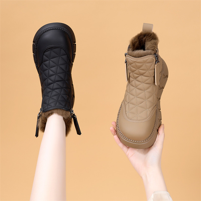 厚底防滑雪地靴女2025冬季加绒加厚大棉东北软底棉靴防水皮面棉靴,淘宝优惠券,粉丝福利购,淘宝优惠卷