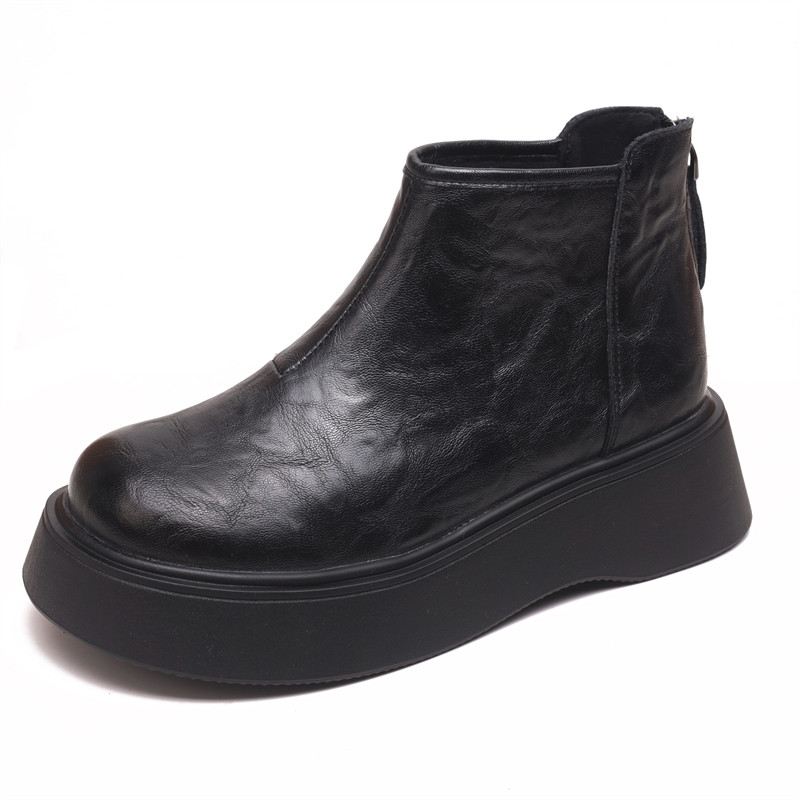 厚底马丁靴女2025秋冬季新款复古圆头增高烟管靴气质百搭加绒短靴,淘宝优惠券,粉丝福利购,淘宝优惠卷