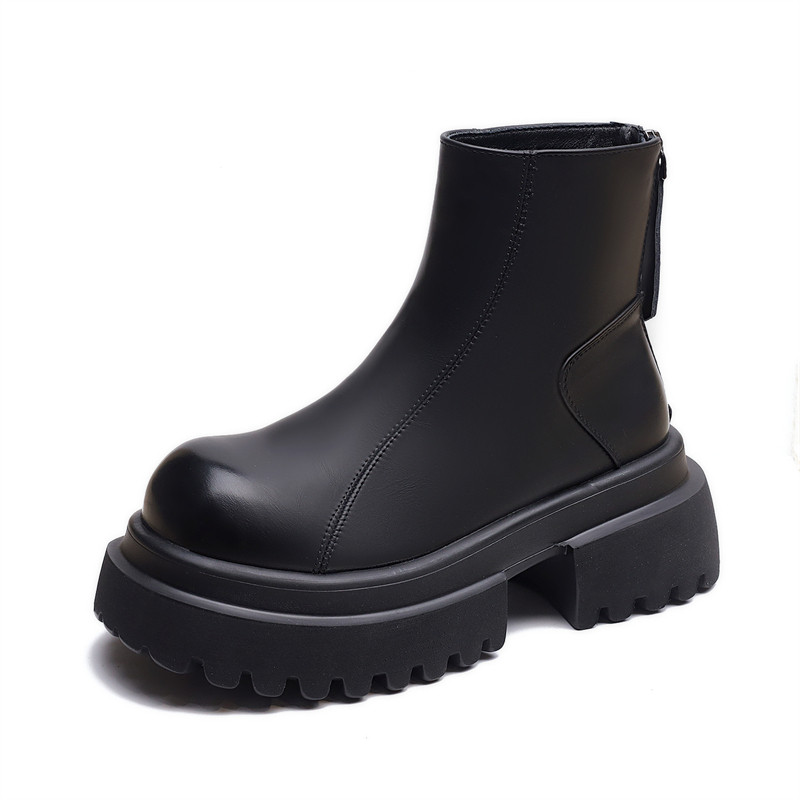 厚底切尔西短靴女2025秋冬季新款加绒小个子增高防滑英伦风马丁靴,淘宝优惠券,粉丝福利购,淘宝优惠卷