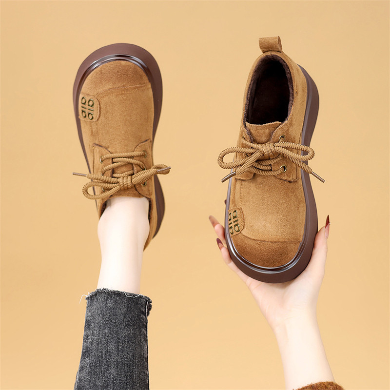 英伦风厚底勃肯鞋女2025年秋冬季保暖系带增高短靴百搭气质乐福鞋,淘宝优惠券,粉丝福利购,淘宝优惠卷