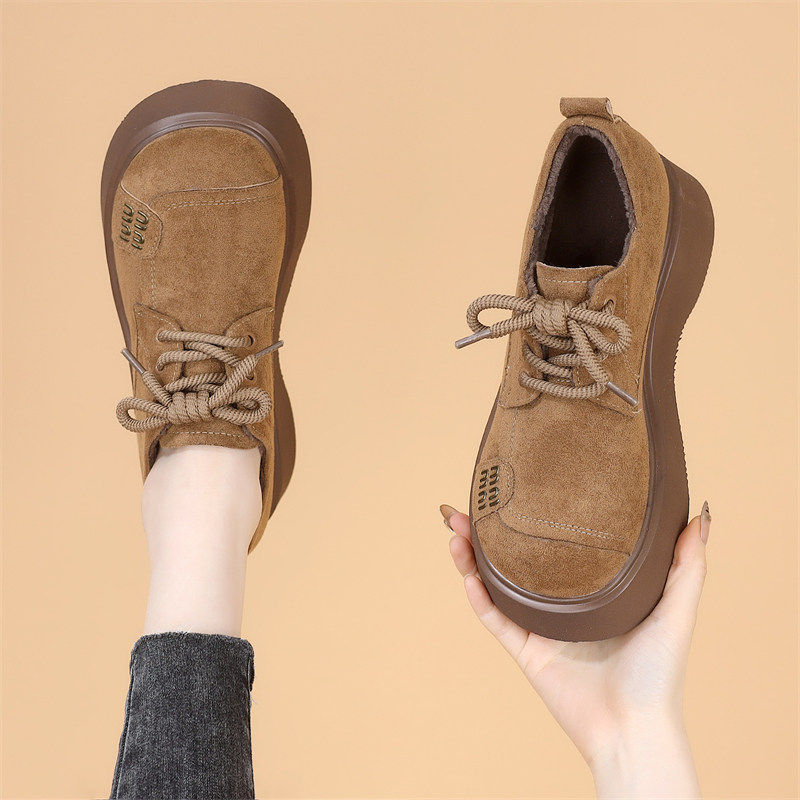 厚底雪地靴女2024冬季新款加绒时尚百搭系带短靴软底防滑绒面棉靴,淘宝优惠券,粉丝福利购,淘宝优惠卷