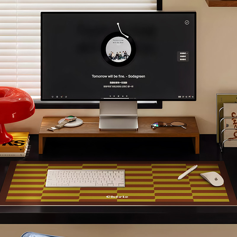 条纹中古风复古鼠标垫2025新款办公桌面加大键盘垫防水防油,淘宝优惠券,粉丝福利购,淘宝优惠卷