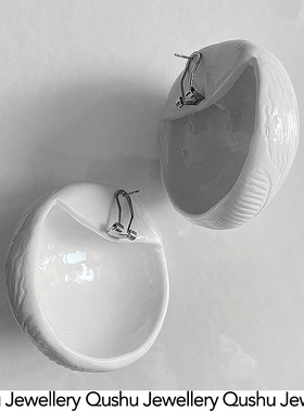 Qushu Jewellery 设计师手工制作图案刻画雕塑感系列耳环艺术耳饰