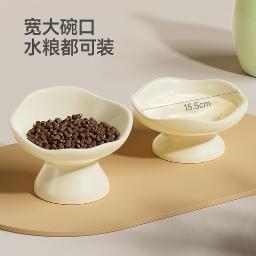 猫碗陶瓷猫食盆宠物狗盆猫粮碗高脚狗碗防打翻喝水碗宠物饭盆幼猫 - 图2