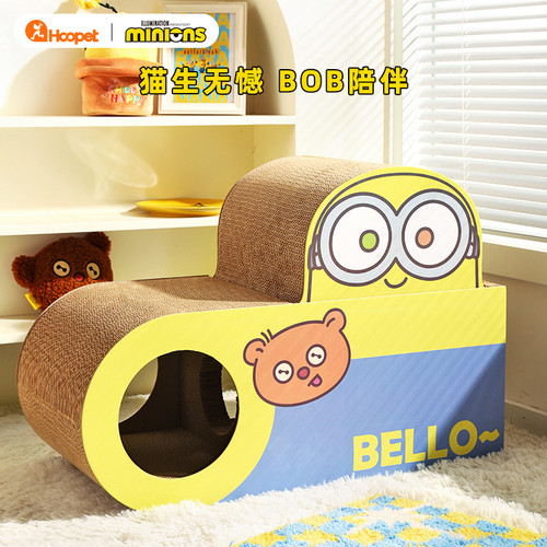 Hoopet x 小黄人联名 猫抓板猫窝一体宠物猫咪耐抓耐磨瓦楞纸玩具 - 图0