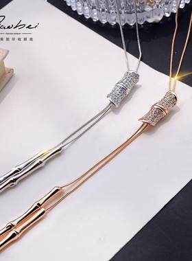 女长款四季青竹项链韩款毛衣链