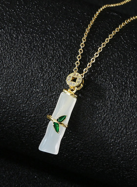 竹节不掉色钛钢项链女时尚锁骨链