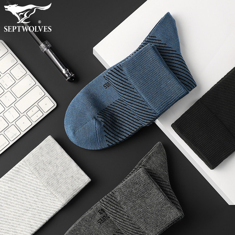 七匹狼男士薄款透气休闲夏中筒袜 七匹狼玺润短袜/打底袜/丝袜/美腿袜