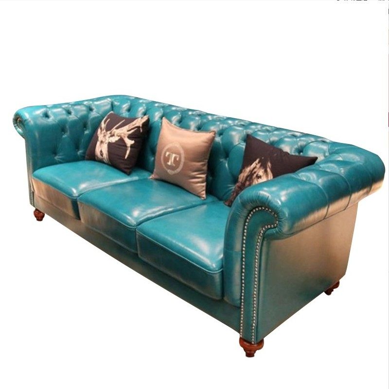 美式皮艺沙发简约小户型客厅拉扣样板房会所酒店单双三人沙发组合,淘宝优惠券,粉丝福利购,淘宝优惠卷