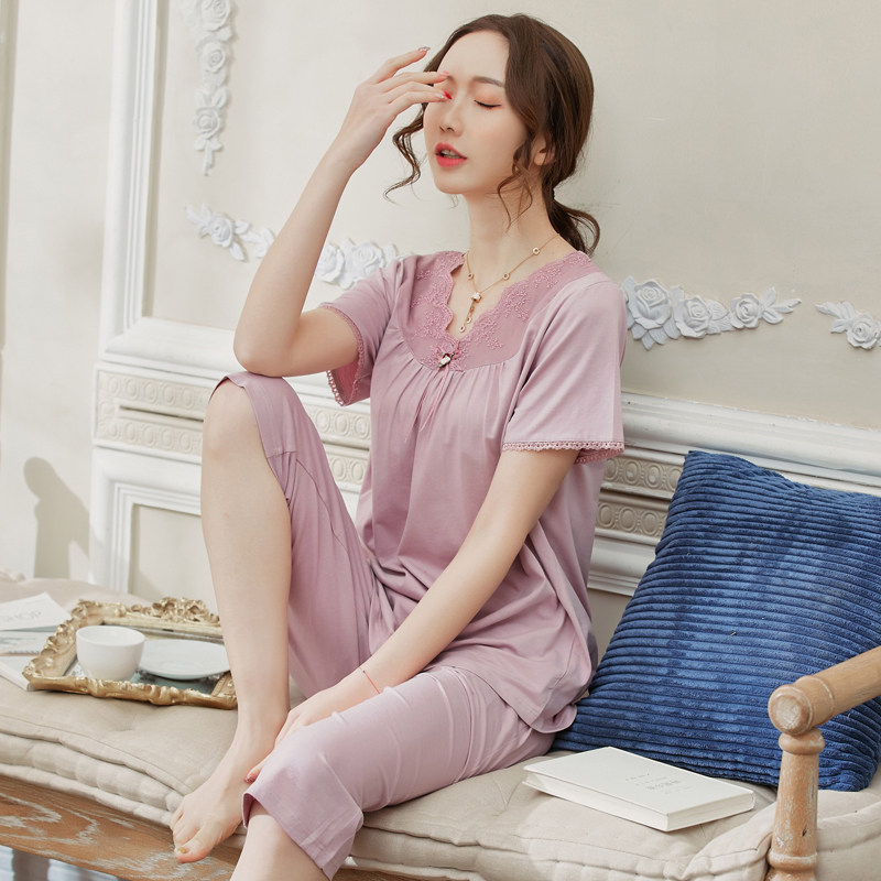 中老年人妈妈夏季棉绸莫代尔睡衣 名凤服饰睡衣/家居服套装