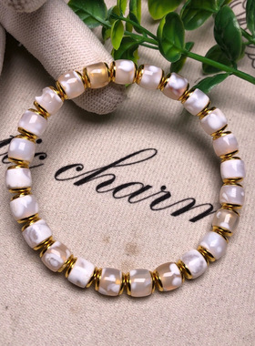 镶嵌贴片奶皮白归圆饰品配件隔珠转运珠散珠文玩配饰厂家直销