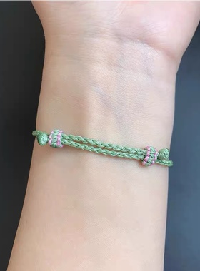 手工编织四股编桃花结手绳半成品可穿珠转运珠平安扣路路通手链女