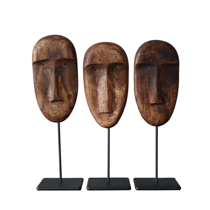 Collection of Things) African Tribal Wind Retro Mask Wood Sculpture Wall-mounted Exotic Pendulum Hotel Home Wall Decoration Sculpture