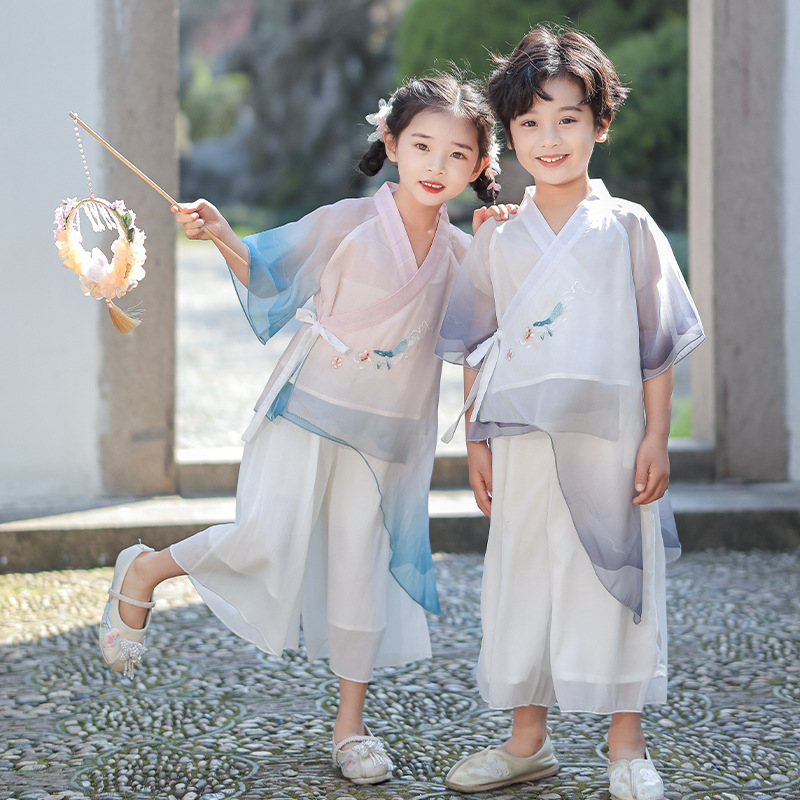 儿童汉服男女童夏季中国风古装套装唐装小学生幼儿园古风表演出服