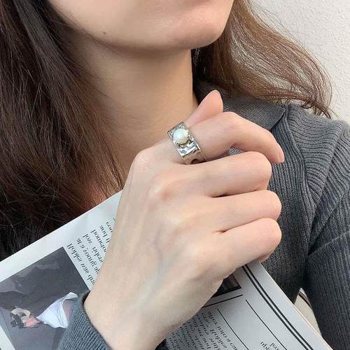 【小扬哥推荐】欧美新款S925纯银珍珠戒指女时尚轻奢质感法式方形-图2