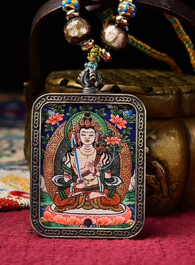 手工编织唐卡吊坠八大守护神挂件本命佛项链绳琉璃天珠挂坠子