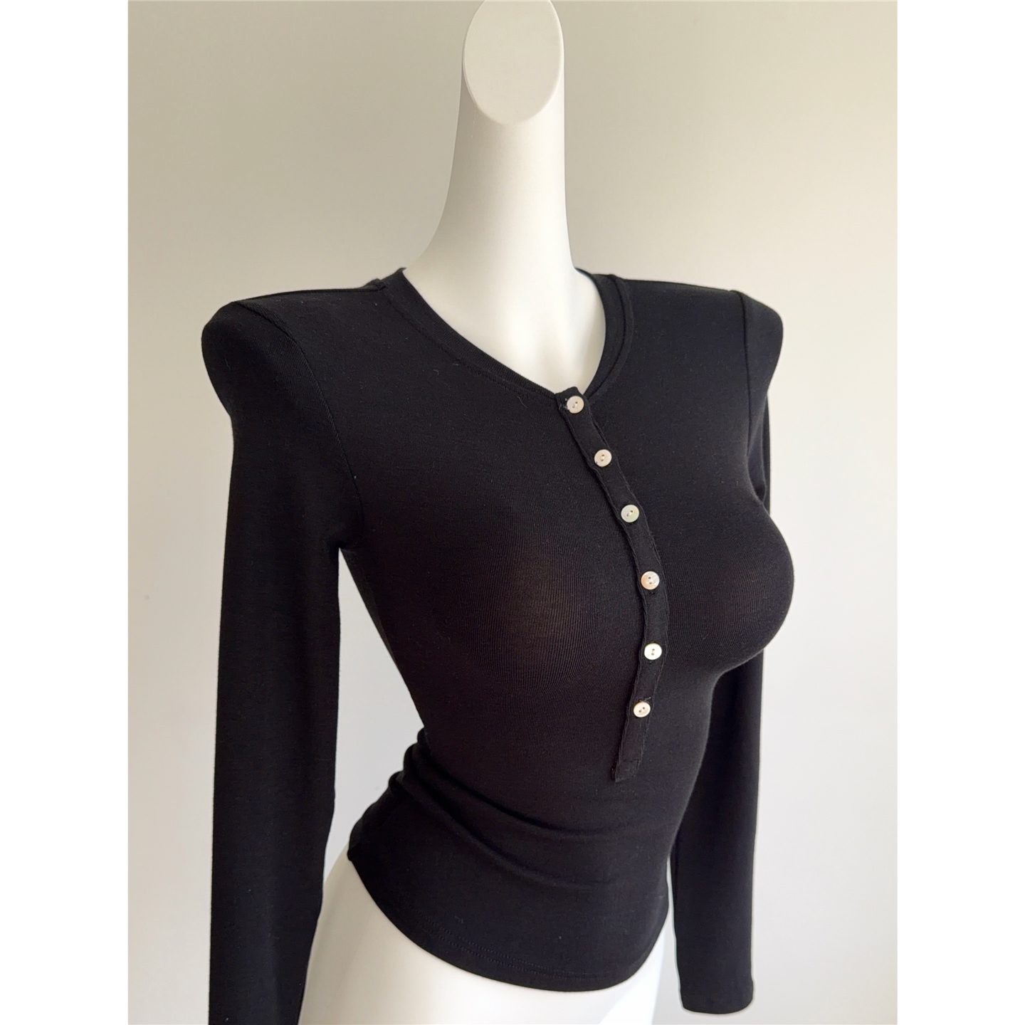 “基础灵魂”Bi入!磨毛打底衫女亨利领长袖T恤修身显瘦内搭上衣 - 图0