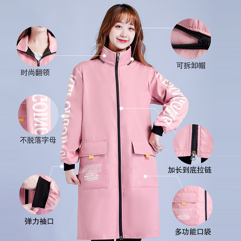 加绒加厚冬罩衣成人男女防水防污家用厨房围裙外穿长袖拉链工作服,淘宝优惠券,粉丝福利购,淘宝优惠卷