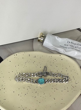 925银复古蓝锆石链条手链