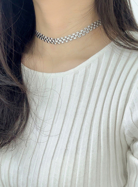 S925纯银法式表带链锁骨链女ins小众轻奢高级感时尚百搭项圈颈链