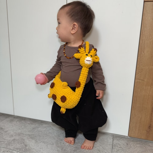 成品动物园手工钩针编织包包粗冰条毛线自制长颈鹿男女儿童斜挎包 - 图3