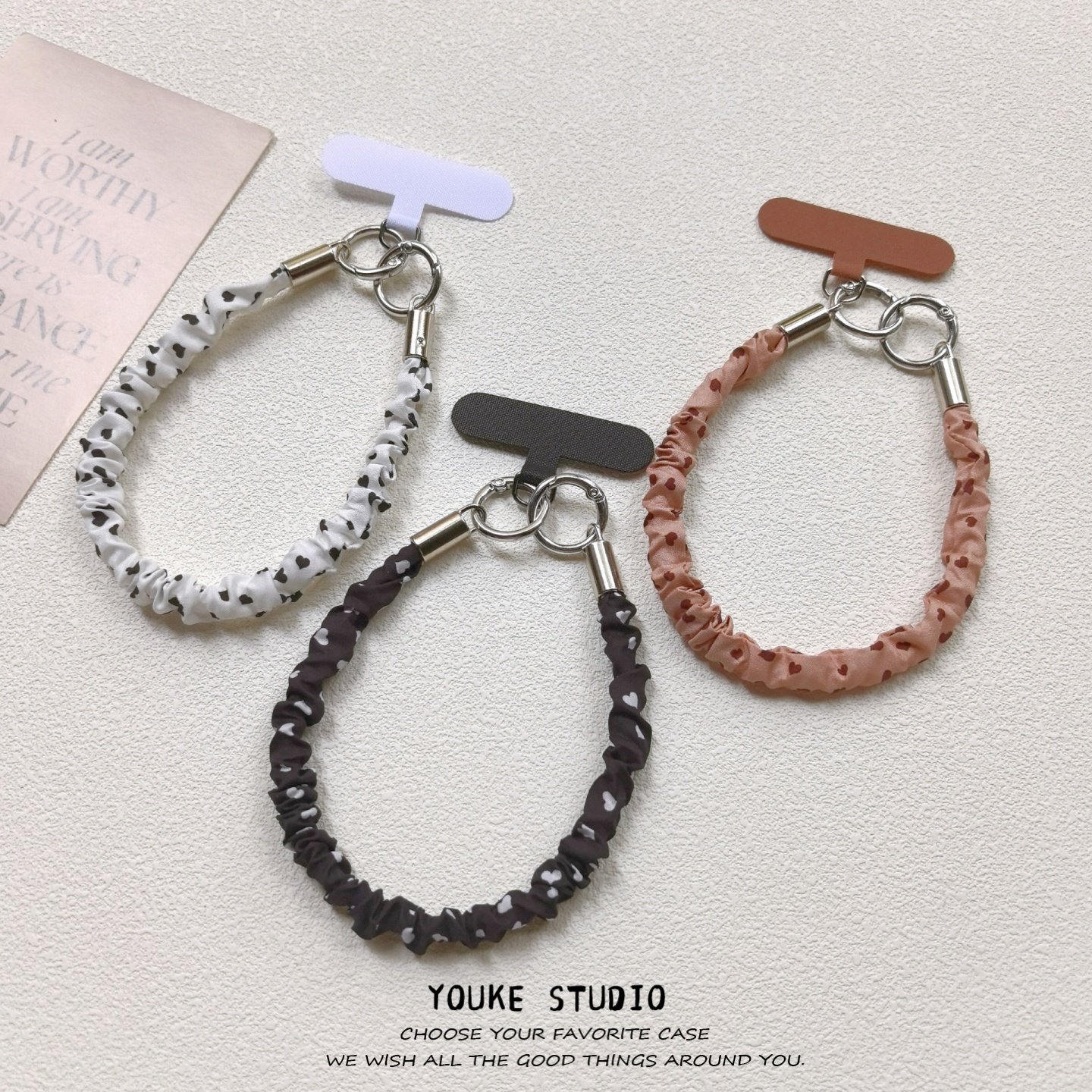 ins日韩爱心布艺个性短绳手腕绳带夹片手机壳挂绳短款手绳ccd相机,淘宝优惠券,粉丝福利购,淘宝优惠卷