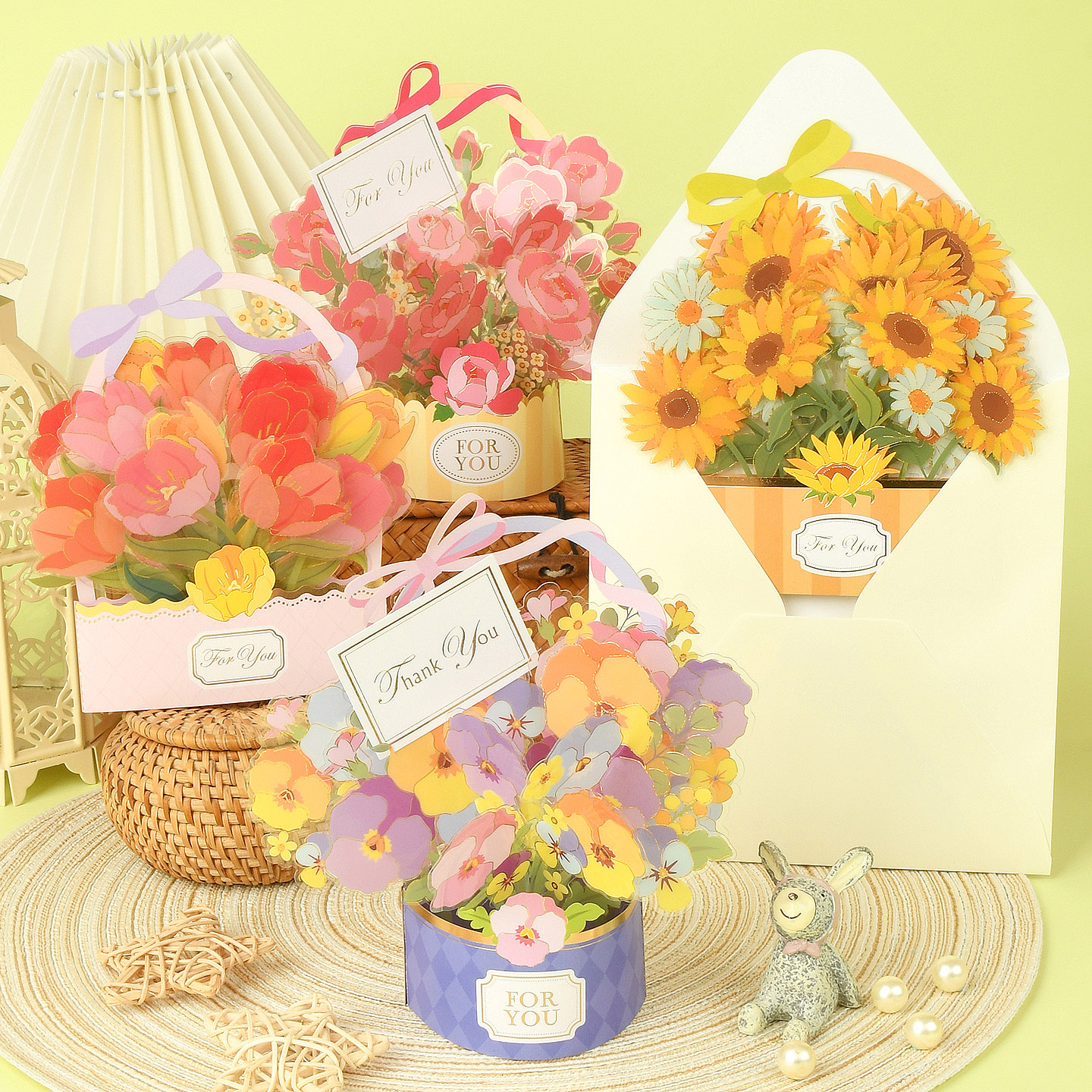 教师节3d立体花束贺卡PET送老师感恩生日祝福万用礼物感谢卡片 - 图0
