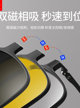 双梁磁吸式近视眼镜墨镜套镜男款