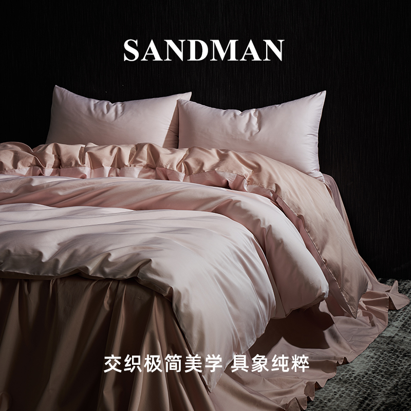 SANDMAN星耀裸感100支长绒棉四件套全棉纯棉轻奢贡缎床上床单被套 - 图2