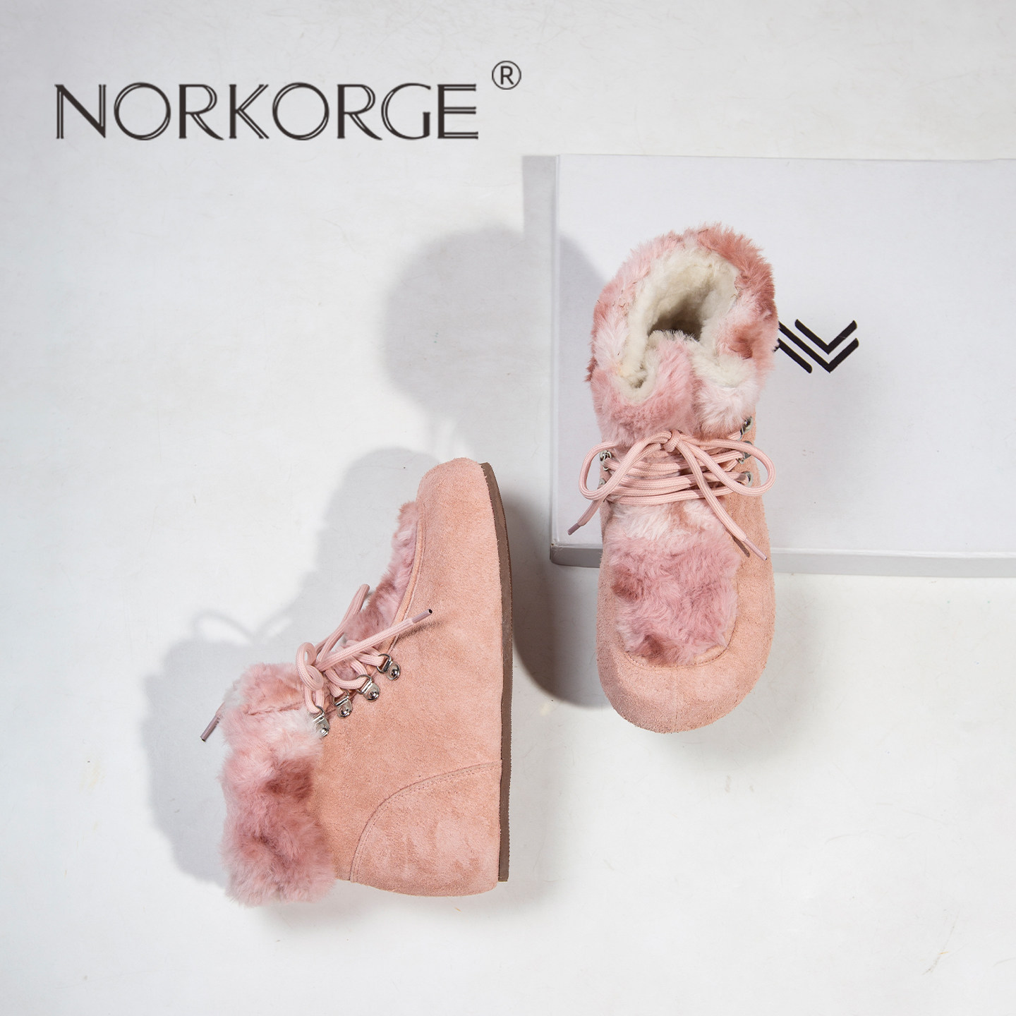 2025新款冬复古小香风原创熊猫博肯短靴女粉色真皮羊毛雪地靴女靴,淘宝优惠券,粉丝福利购,淘宝优惠卷