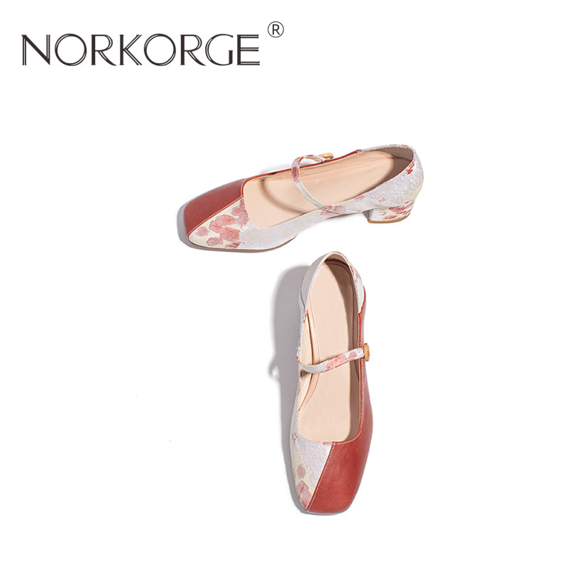 原创2025春新国风气质红色玛丽珍高跟单鞋女真皮方头粗跟旗袍婚鞋,淘宝优惠券,粉丝福利购,淘宝优惠卷