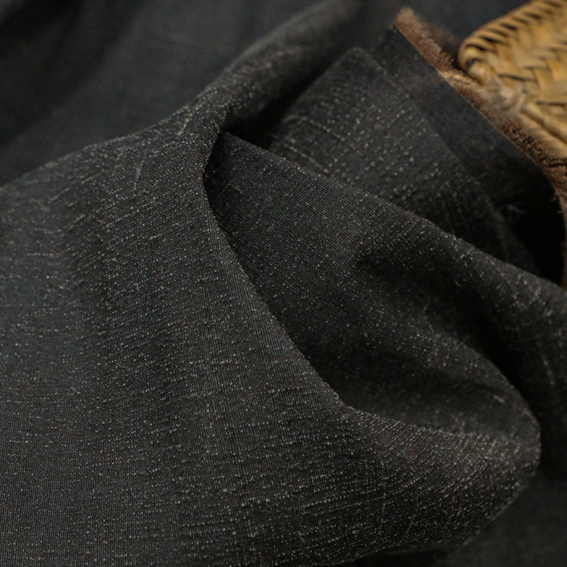 传统手工艺香云纱柞蚕丝重肌理莨绸真丝布料新中式服装设计师面料 - 图1