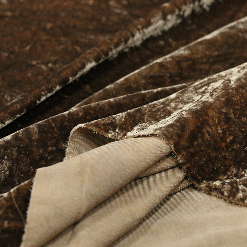 【 驼褐色】真丝丝绒植物手工草木染小众桑蚕丝面料新中式服装布 - 图0